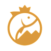 Parkers Wild Alaskan Seafood logo Gold fish icon with a crown on a white background